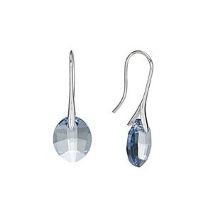 Blue Shade Oval Swarovski Crystal Drop Earrings